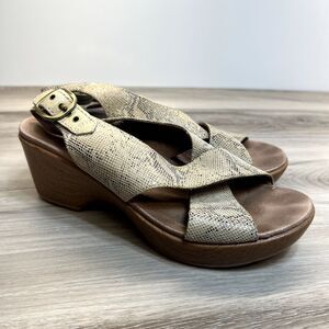 Dansko Jacinda Women's Size 8.5-9 EU 39 Shoes Snakeprint Beige Slingback Sandal